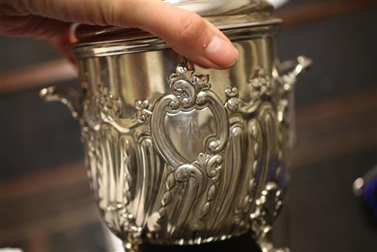 A late Victorian silver two handled biscuit box and cover by Charles Stuart Harris, 21 oz.